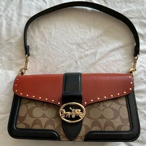 Coach Georgie Riviera 5605 Signature Canvas and Leather Shoulder Bag